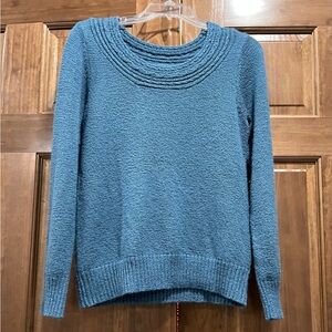 Laura Scott Women's Textured Blue Crewneck Sweater, Size Medium